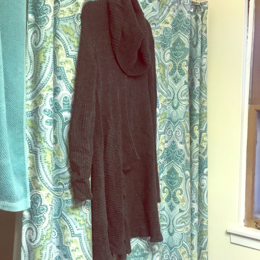 High low charcoal sweater